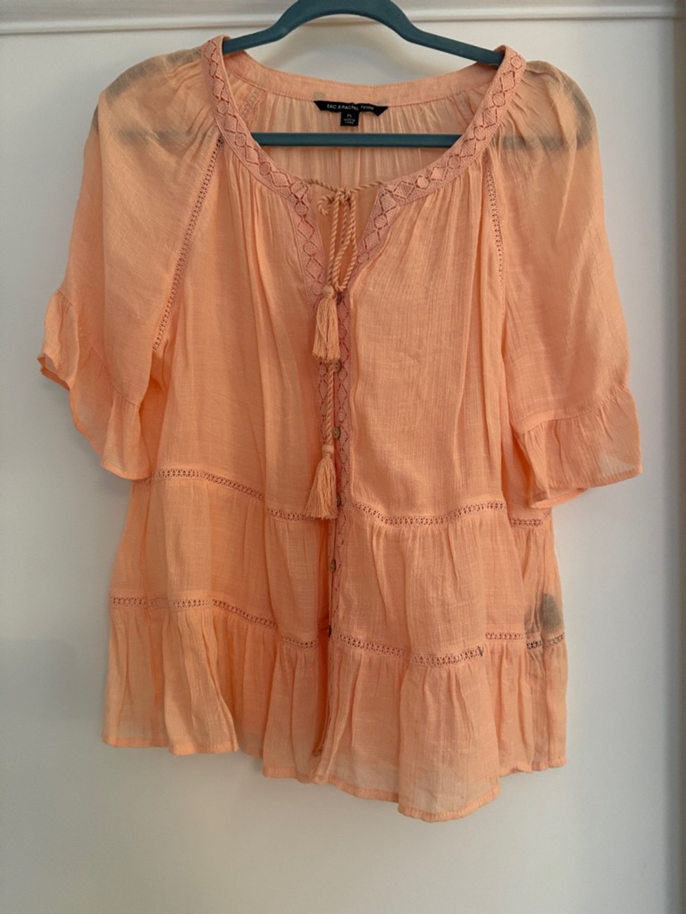 Zac & Rachel Peach Tassel Peasant Tunic